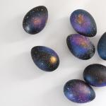 Unusual Easter eggs painted in galaxy style